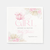 ピンクカボチャ女の子フローラバウ赤ちゃんシャワーへようこそ スタンダードカクテルナプキン (正面)