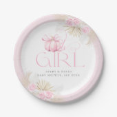 ピンクカボチャ女の子フローラバウ赤ちゃんシャワーへようこそ ペーパープレート (正面)