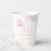 ピンクカボチャ女の子フローラバウ赤ちゃんシャワーへようこそ 紙コップ (正面)