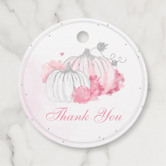 ピンクカボチャ女の子ベビーシャワーありがとう フェイバータグ (裏面)