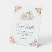 ピンクカボチャ女の子ベビーシャワーおむつラッフルサイン 台座サイン (正面)