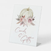 ピンクカボチャ女の子ベビーシャワーカード&ギフトサイン 台座サイン (正面)