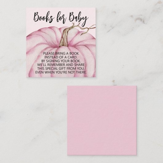 ピンクカボチャ女の子ベビーシャワーブックベビー エンクロージャーカード (正面/裏面)