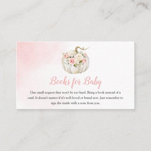 ピンクカボチャ女の子ベビーシャワーブックリクエストエンクロス エンクロージャーカード (正面)