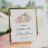 ピンクカボチャ女の子ベビーシャワー歓迎ポスターサイン ポスター