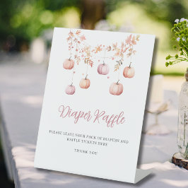 ピンクカボチャ女の子秋の赤ちゃんシャワーおむつラッフル 台座サイン