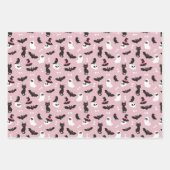 ピンクカボチャ幽霊スカルハロウィンパターン ラッピングペーパーシート (正面)