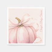 ピンクカボチャ弓の水色ベビーシャワー スタンダードカクテルナプキン (正面)