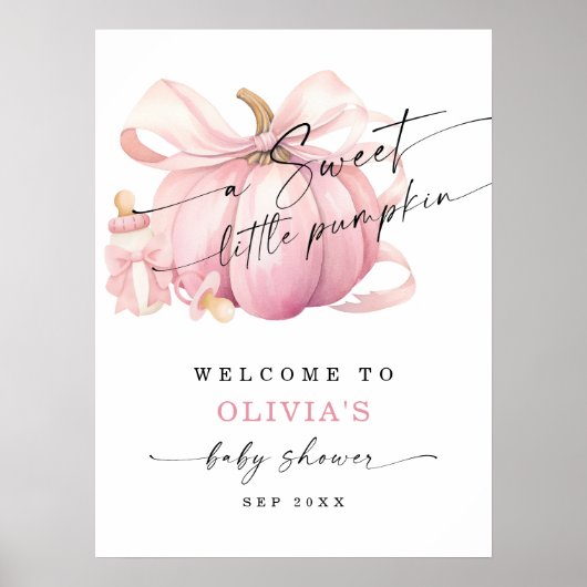 ピンクカボチャ弓ガールベビーシャワーへようこそ ポスター (正面)