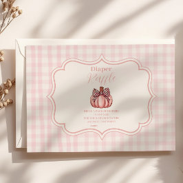 ピンクカボチャ弓ガールベビーシャワーラッフルおむつ エンクロージャーカード