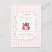 ピンクカボチャ弓ガールベビーシャワーラッフルおむつ エンクロージャーカード (正面)