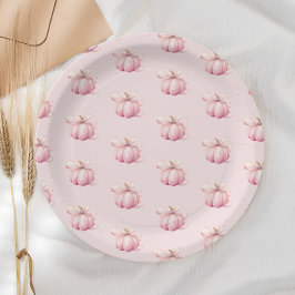 ピンクカボチャ弓ガールベビーシャワー ペーパープレート