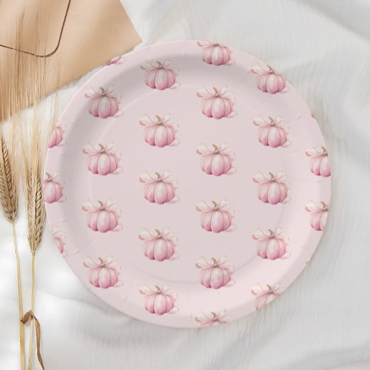 ピンクカボチャ弓ガールベビーシャワー ペーパープレート