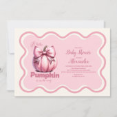 ピンクカボチャ弓ガールベビーシャワー 招待状 (正面)