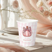 ピンクカボチャ弓ガールベビーシャワー 紙コップ