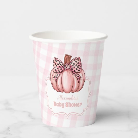ピンクカボチャ弓ガールベビーシャワー 紙コップ (正面)