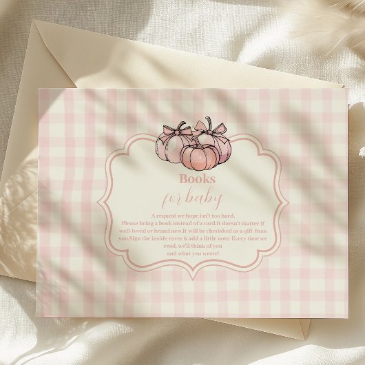 ピンクカボチャ弓ガール赤ちゃんシャワー本ベビー エンクロージャーカード