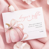 ピンクカボチャ弓ベビーシャワーおむつラッフル エンクロージャーカード