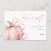 ピンクカボチャ弓ベビーシャワーおむつラッフル エンクロージャーカード (正面)