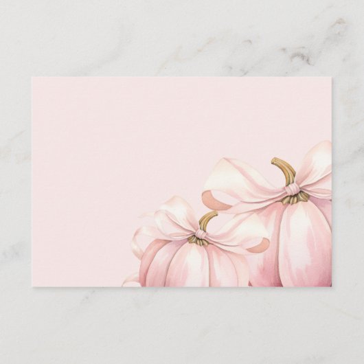 ピンクカボチャ弓ベビーシャワーおむつラッフル エンクロージャーカード (裏面)