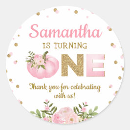 ピンクカボチャ最初の1歳の誕生日はフローラ ラウンドシール