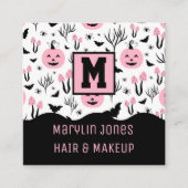 ピンクカボチャ模様 スクエア名刺 (正面)