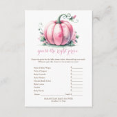 ピンクカボチャ正しい価格ゲームを推測 招待状 (正面)