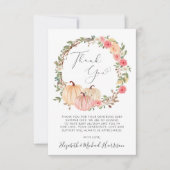 ピンクカボチャ水彩ベビーシャワーサンキューカード サンキューカード (正面)