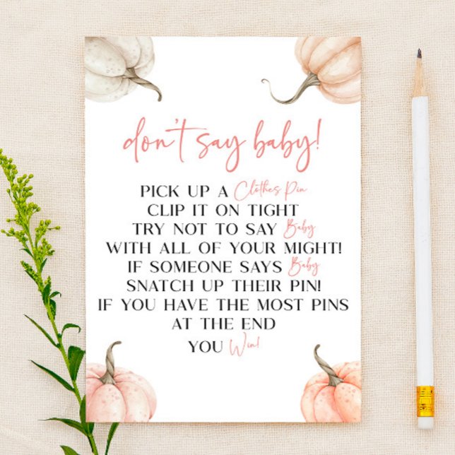 ピンクカボチャ秋は赤ちゃんシャワーのゲームを言わない (クリエイターアップロード済み)