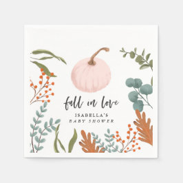 ピンクカボチャ秋インラブベビーシャワー スタンダードカクテルナプキン