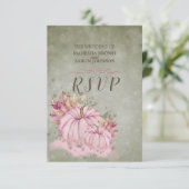 ピンクカボチャ秋ハーベスト – ウェディングRSVPカード 出欠カード (スタンド正面)