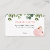 ピンクカボチャ秋ベビーシャワーおむつラッフルカード エンクロージャーカード (正面)