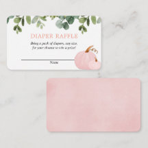 ピンクカボチャ秋ベビーシャワーおむつラッフルカード