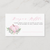 ピンクカボチャ秋ベビーシャワーおむつラッフルカード プレイスカード (正面)