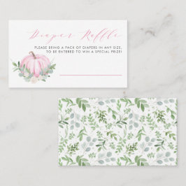 ピンクカボチャ秋ベビーシャワーおむつラッフルカード プレイスカード