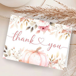 ピンクカボチャ秋ベビーシャワーお礼 サンキューカード
