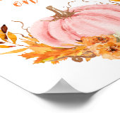 ピンクカボチャ秋ベビーシャワーウィズサイン ポスター (角)