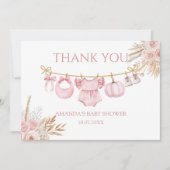 ピンクカボチャ秋ベビーシャワーサンキューカード サンキューカード (正面)