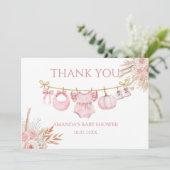 ピンクカボチャ秋ベビーシャワーサンキューカード サンキューカード (スタンド正面)