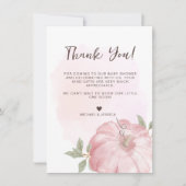 ピンクカボチャ秋ベビーシャワーサンキューカード 招待状 (正面)