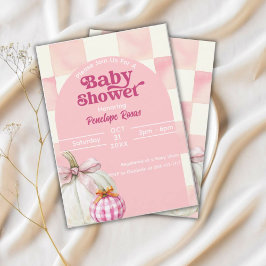 ピンクカボチャ秋ベビーシャワーハロウィーン 招待状