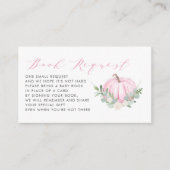 ピンクカボチャ秋ベビーシャワーブックリクエストカード エンクロージャーカード (正面)