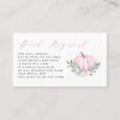 ピンクカボチャ秋ベビーシャワーブックリクエストカード プレイスカード (正面)