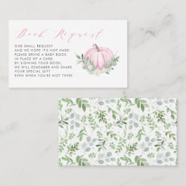 ピンクカボチャ秋ベビーシャワーブックリクエストカード プレイスカード