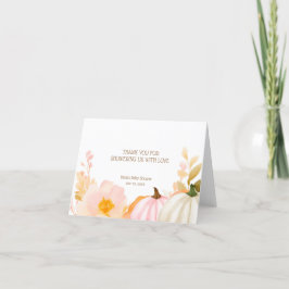 ピンクカボチャ秋ベビーシャワー サンキューカード