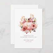 ピンクカボチャ秋ベビーシャワー サンキューカード (正面/裏面)