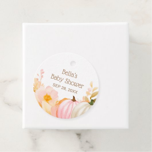 ピンクカボチャ秋ベビーシャワー フェイバータグ (インサイチュ)