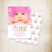 ピンクカボチャ秋1stバースデーガールサンキューサンキュー サンキューカード