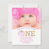 ピンクカボチャ秋1stバースデーガールサンキューサンキュー サンキューカード (正面)