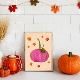 ピンクカボチャ紅葉 ポスター